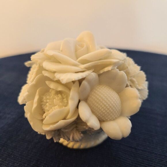 Vintage Japanese Ardalt Verithin Floral Arrangement Porcelain Flower Basket - Picture 7 of 15